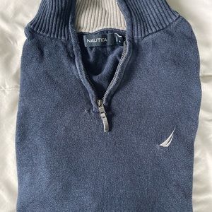 Navy Blue Nautica quarter zip sweater in good condition barley worn.